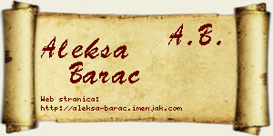 Aleksa Barać vizit kartica